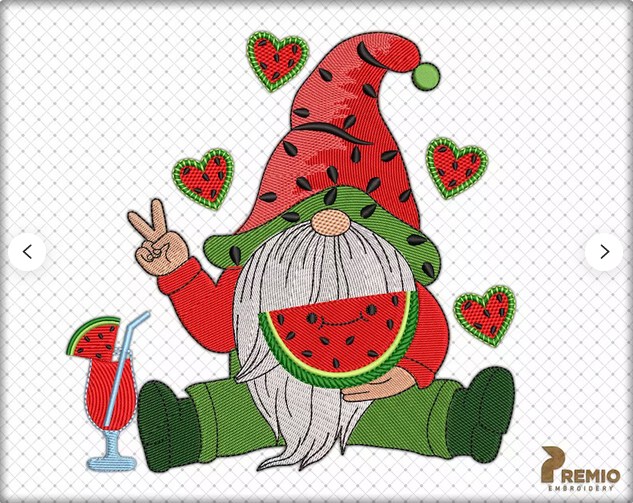 Watermelon Gnome Embroidery...