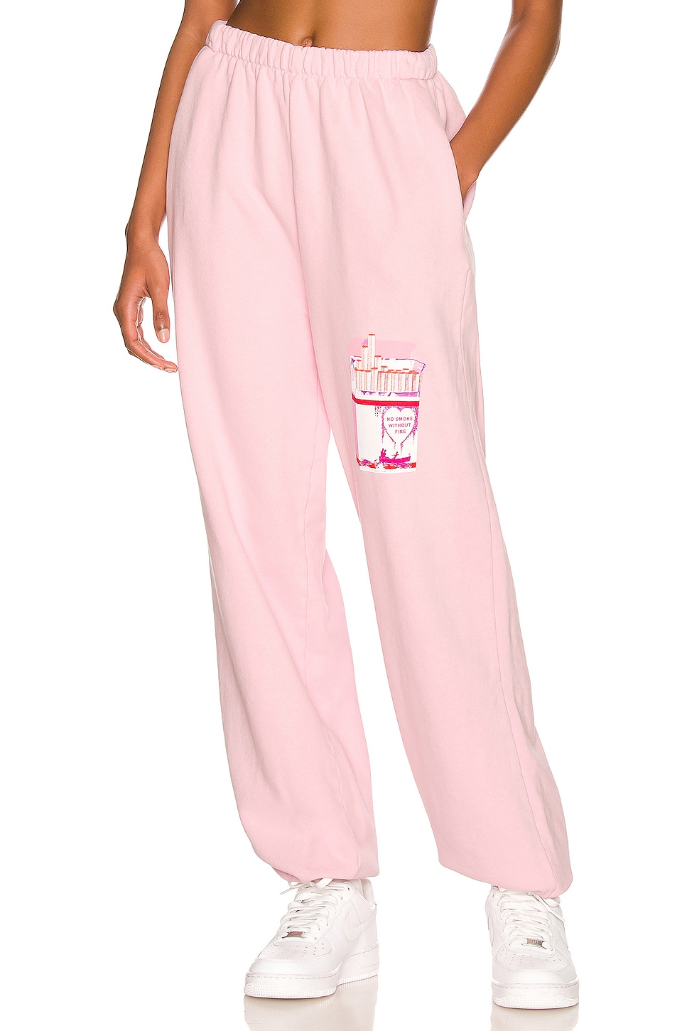 No Smoke Without Fire Sweatpants in Baby Pink