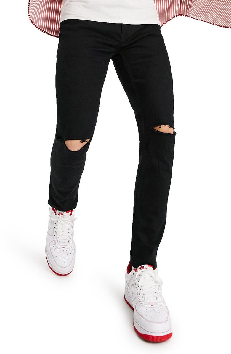 Ripped Skinny Jeans, Main, color, BLACK