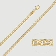 9ct Yellow Gold Plated Sterling Silver 3.1mm Diamond Cut Marina Chain