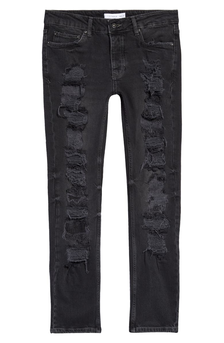 Men's Extreme Rip Stretch Skinny Jeans, Main, color, BLACK