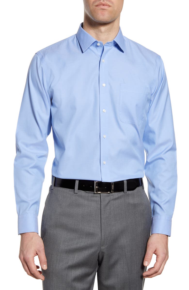 Men's Shop Smartcare™ Trim Fit Solid Dress Shirt, Main, color, BLUE HYDRANGEA