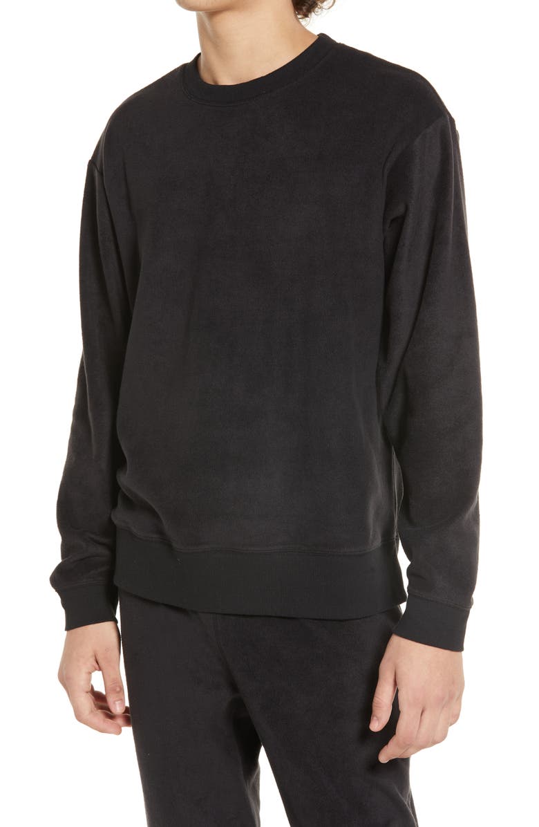 Microfleece Crewneck Sweatshirt, Main, color, BLACK