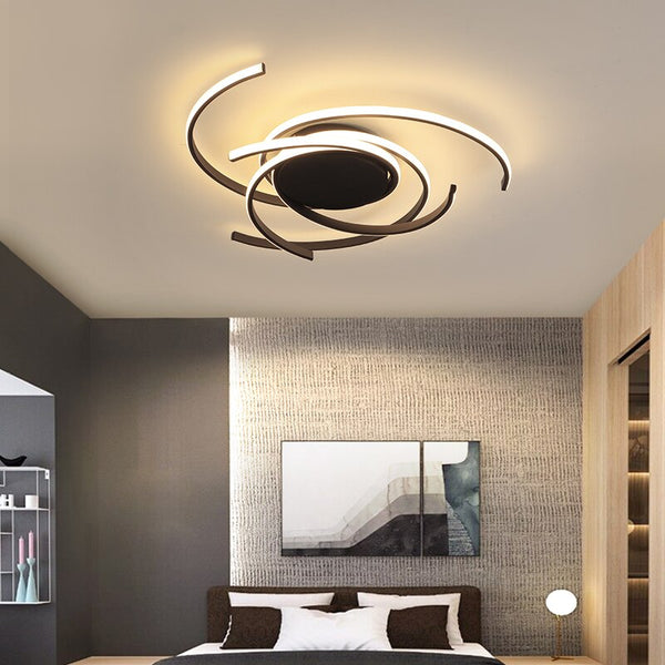 New Arrival Black White Finish Modern Led Chandelier for Living Room Bedroom Kitchen Office Lamp