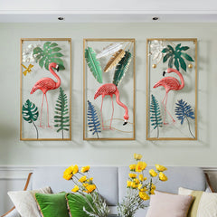 Creative Wrought Iron Flamingo Crafts Wall Decoration Home Livingroom Sofa Background Metal Wall Art