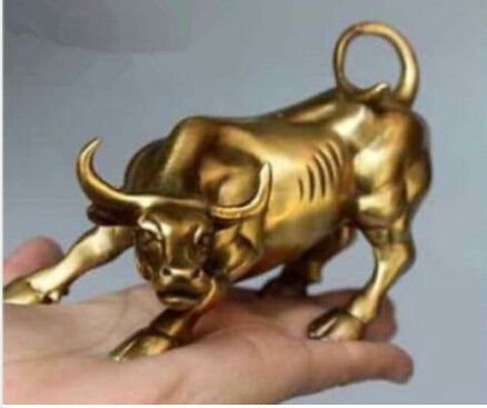 Copper Brass Animal Sculpture Home Decoration Big Wall Street BRASS Fierce Bull OX Statue-Brass