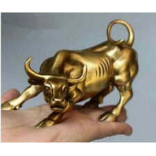 Copper Brass Animal Sculpture Home Decoration Big Wall Street BRASS Fierce Bull OX Statue-Brass