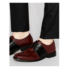ASOS Derby Shoes in Burgundy Leather With Contrast Strap