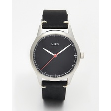 Miro Leather Watch In Black