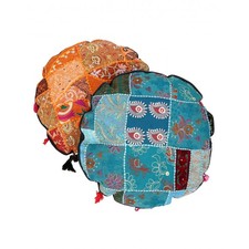 Buy Exclusive Floral Patch Work Orange Cushion Cover (Set Of 2 ) Online at Rajrang