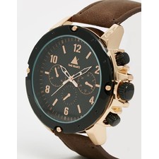 ASOS Oversized Heavyweight Watch In Black And Rose Gold