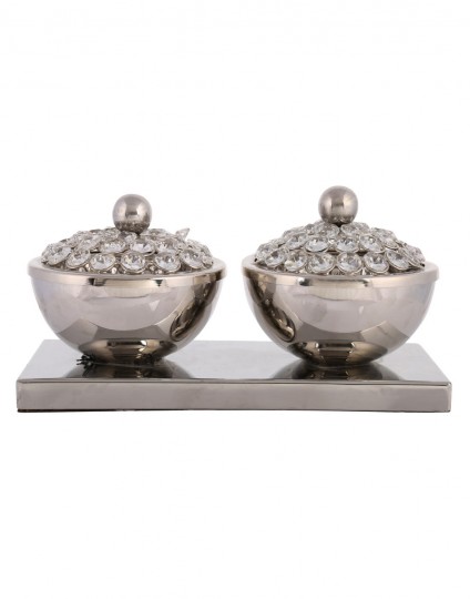 Buy Hand Made Crystal Metal Natural Bowl Set Online At Rajrang