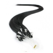 16" Jet Black (#1) 50S Micro Loop Remy Human Hair Extensions