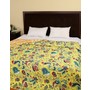 Buy Lemon Yellow Cotton Floral Printed Quilt Online At Rajrang
