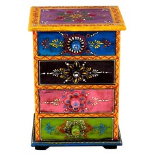 Buy Red Metal Wood Four Drawers Painted Drawer Set Online At Rajrang