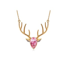 Golden Pink Deer Pendant Necklace