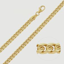 9ct Yellow Gold Plated Sterling Silver 4.2mm Diamond Cut Square Curb Chain