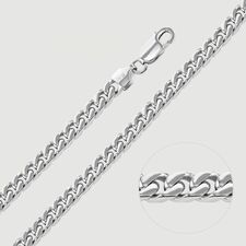 Sterling Silver 4.7mm Diamond Cut Square Curb Chain Necklace