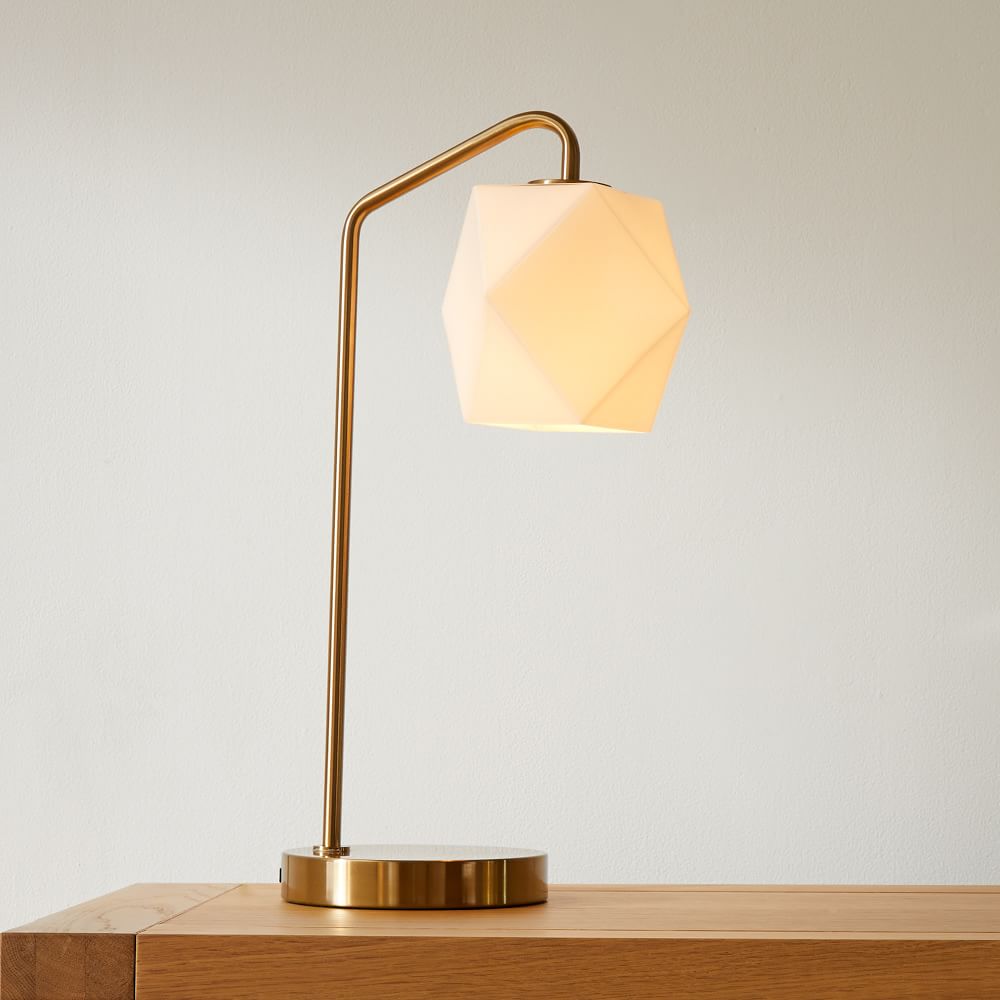 Sculptural Faceted Table Lamp - Milk