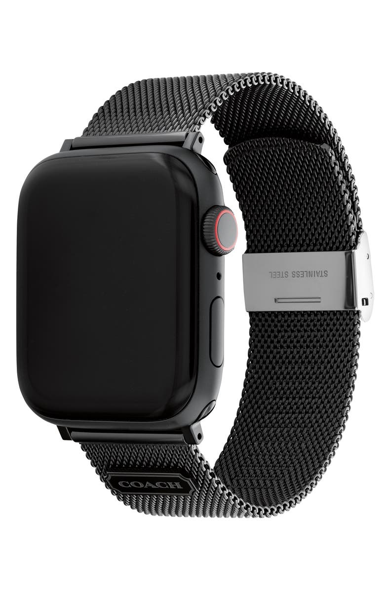 COACH Mesh Apple Watch® Watchband, 42mm/44mm, Main, color, BLACK