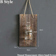Creative Glass Wall Vase Vintage Wood Hanging Flower Pot Hydroponic Plant Wall Planter