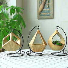 Rustic Flower Pot Natural Wooden Succulent Planter Box Bed Case Garden Decor