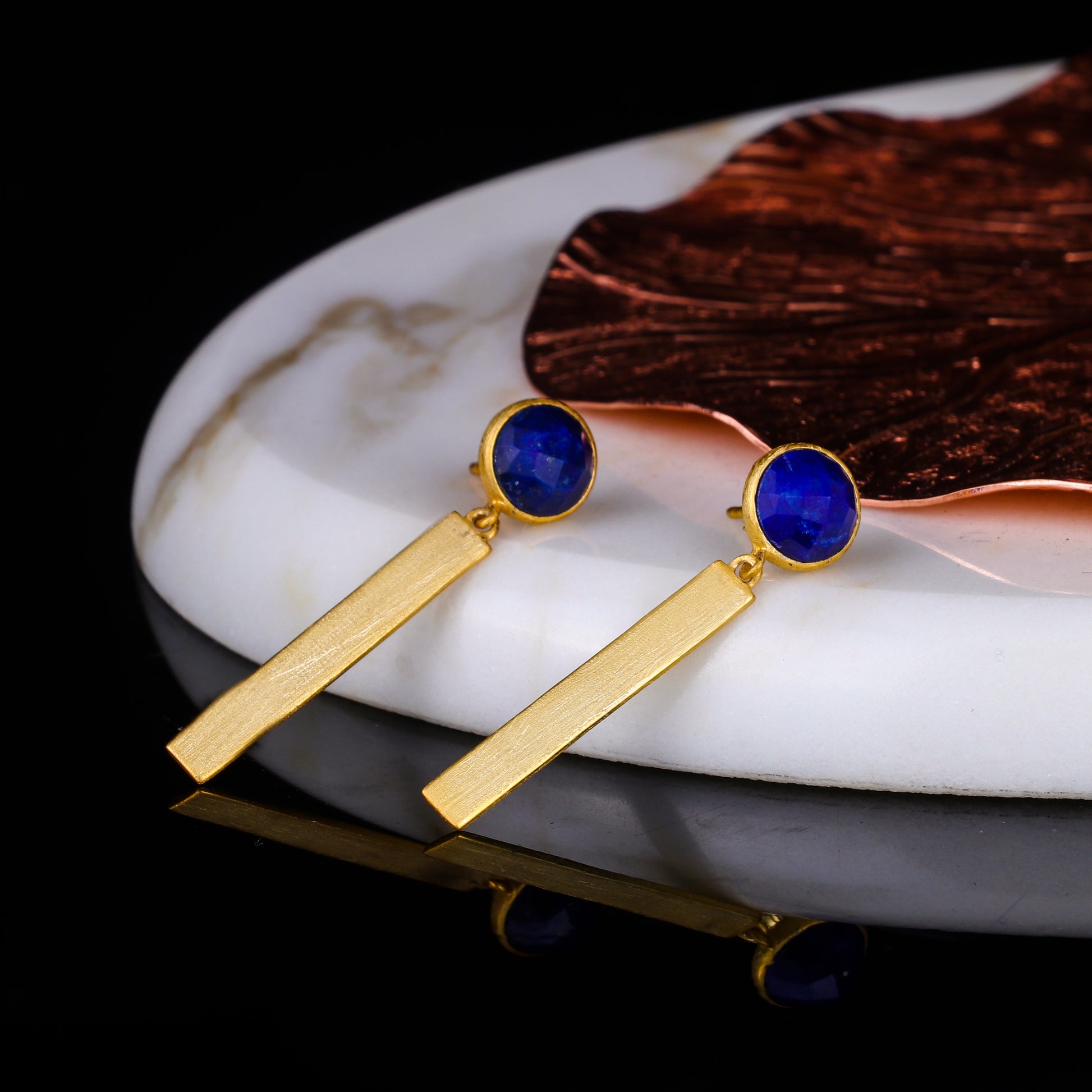 925 Silver Gold Plated Blue...