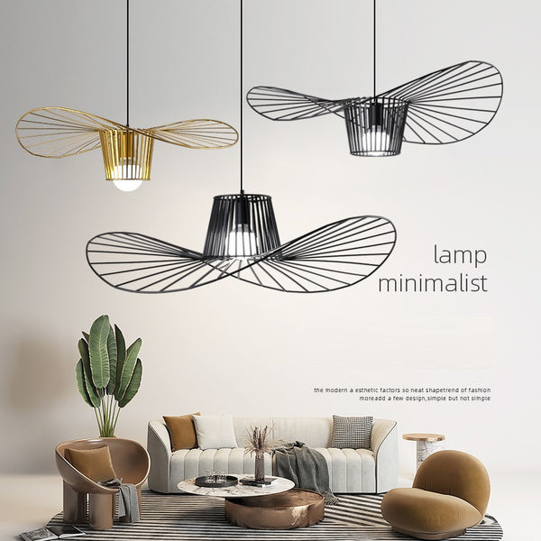 Straw Hat Pendant Lamp Nordic Minimalist Creative Dining Room Bedroom Designer Light