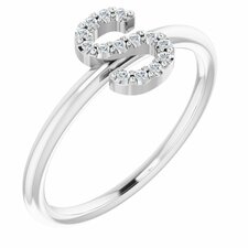 14K White Gold .07 CTW Diamond Initial S Ring