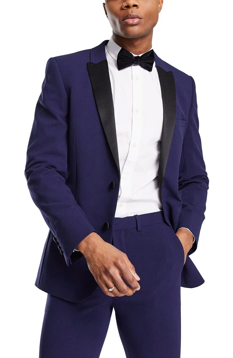 ASOS DESIGN P6 Super Skinny Fit Tuxedo Jacket, Main, color, NAVY