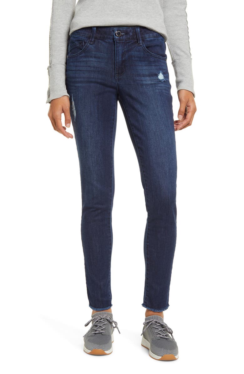 Luxe Touch Frayed Skinny Jeans, Main, color, INV-INDIGO VINTAGE