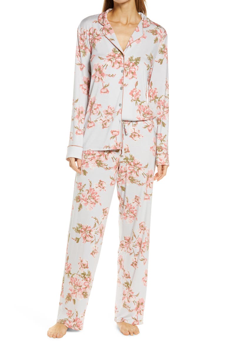 Moonlight Eco Pajamas, Main, color, GREY MICRO TONAL FLORAL