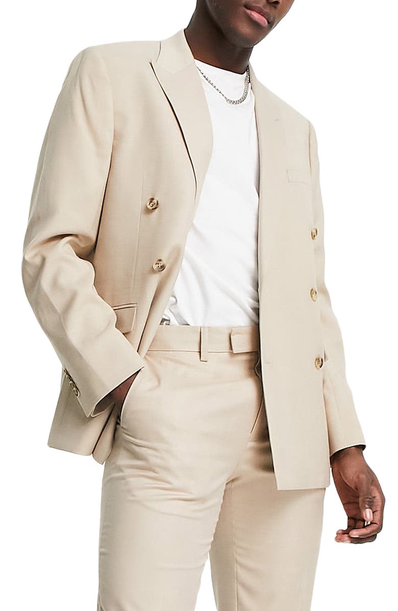 Double Breasted Suit Jacket, Main, color, STONE