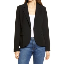 HALOGEN® Twill Blazer, Main, color, BLACK