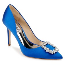 BADGLEY MISCHKA COLLECTION Cher Crystal Embellished Pump, Main, color, ELECTRIC BLUE SATIN
