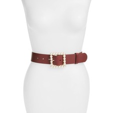 NORDSTROM Pearly Buckle Belt, Main, color, BURGUNDY