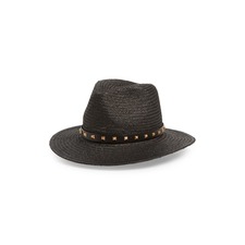 ALLSAINTS Straw Fedora, Main, color, BLACK WARM BRASS
