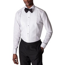 ETON Slim Fit Piqué Tuxedo Shirt, Main, color, WHITE