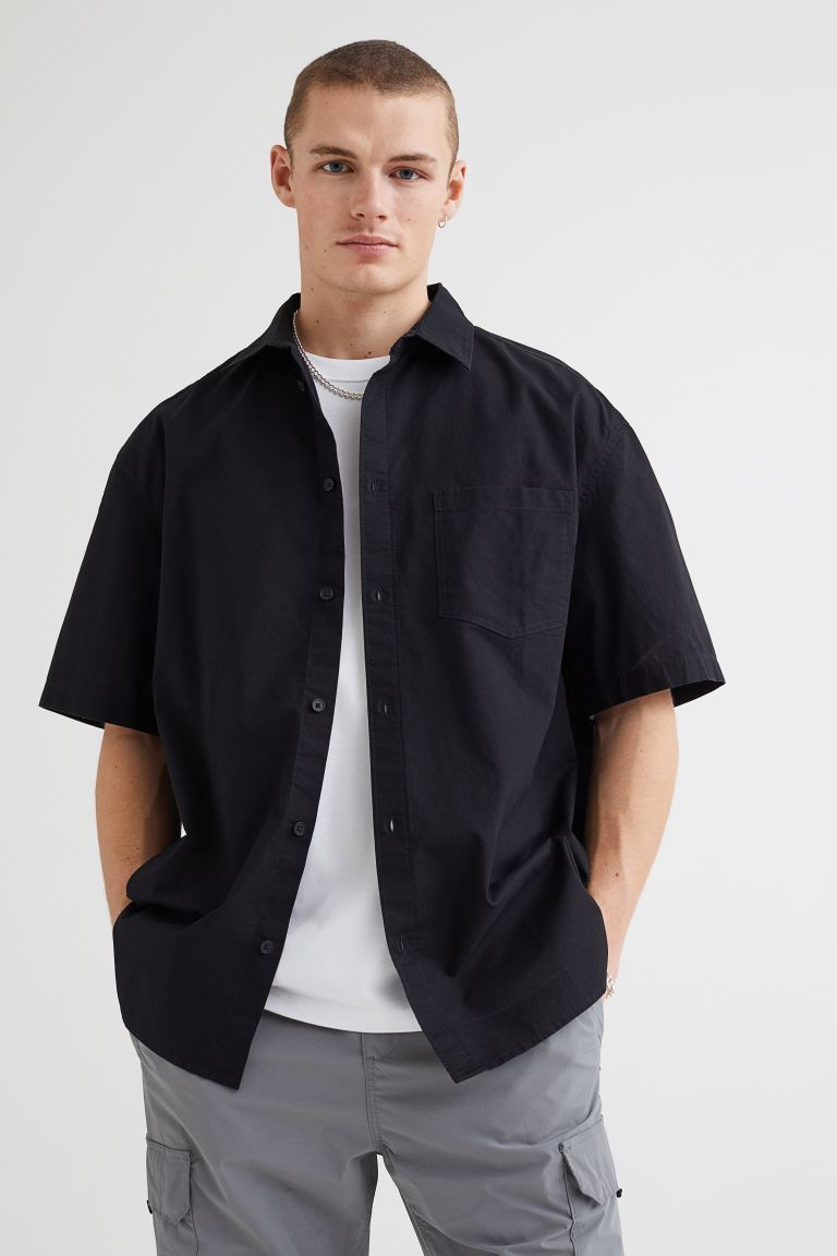 Relaxed Fit Short-sleeved Shirt - Black - Men | H&amp;M US