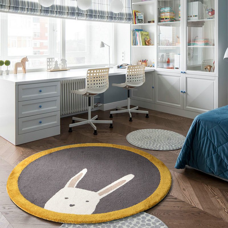 Round Kids Rugs Soft Cute L...