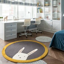 Round Kids Rugs Soft Cute Lovely Rabbit Design for Kids Room Playroom