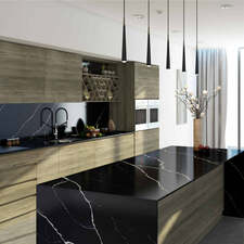 Nero Marquina Quartz, Black Quartz Countertop, Kitechentop