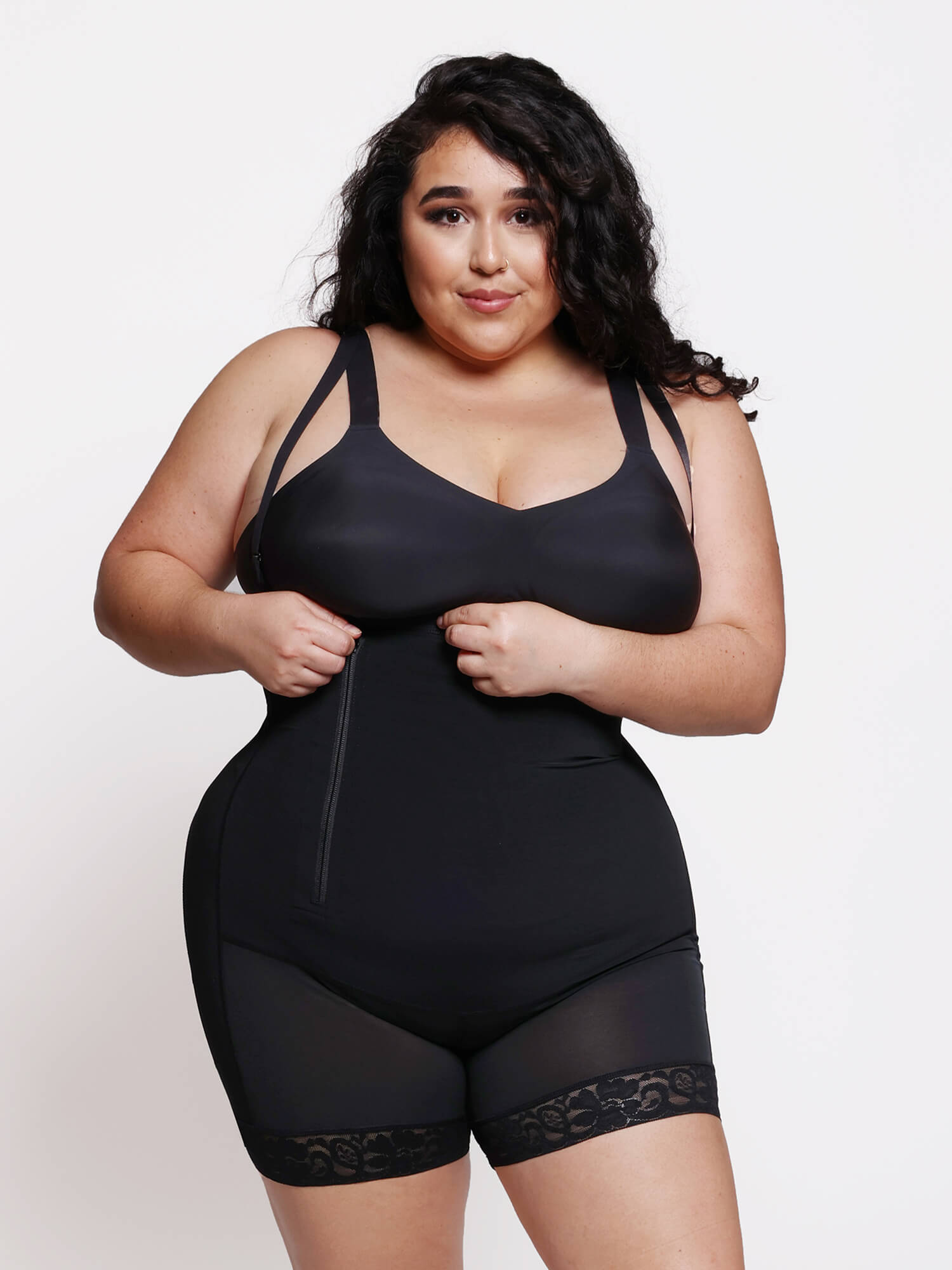 High Waist Lace Side-Zipper...