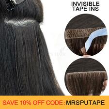 MRSHAIR Invisible Tape in Hair Injected Hand Tied Tape In Human Hair Extensions NonRemy Seamless Skin Weft 4×0.8cm 10pcs/pack