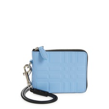 BURBERRY Daniels Check Embossed Leather Wallet, Main, color, SOFT CORNFLOWER BLUE