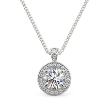 Round Single Halo Pave Set Pendant