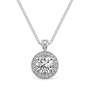 Round Single Halo Pave Set Pendant