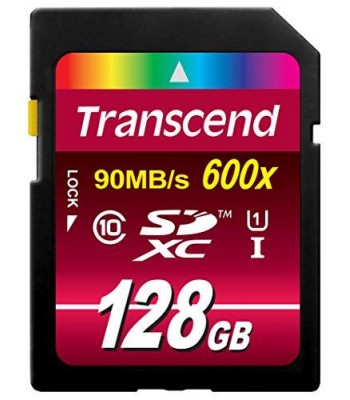 Transcend 128GB SDXC Class10 UHS-1 Flash Memory Card Up to 90 MB/s (TS128GSDXC10U1)