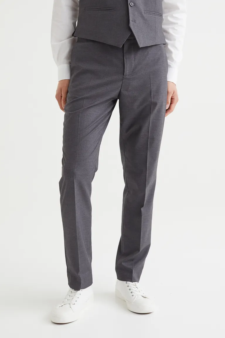 Slim Fit Suit Pants - Dark grey - Men 