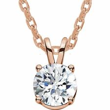14K Rose 1/4 CT Lab-Grown Diamond Solitaire 16-18" Necklace